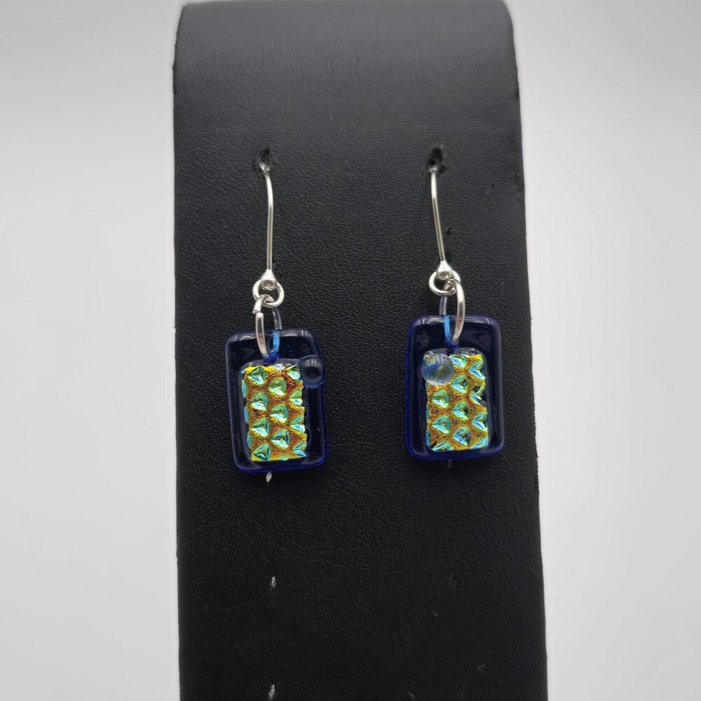 Sterling Silver Unique Colorful Handmade Glass Earrings A3848